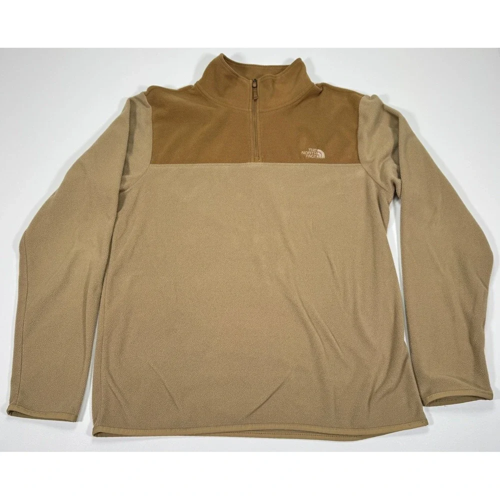 The North Face Mens L Brown Fleece Quarter Zip Pullover Mock Neck Outdoor